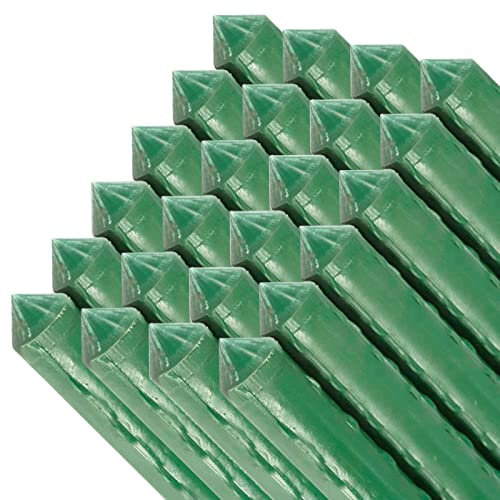 Tradineur - Pack de 24 tutores de Acero plastificado para Plantas de Ø 0,80 x 180 cm, Ideal para el Cuidado del jardín. Varillas para el Cuidado de Plantas y arboles (Color Verde)