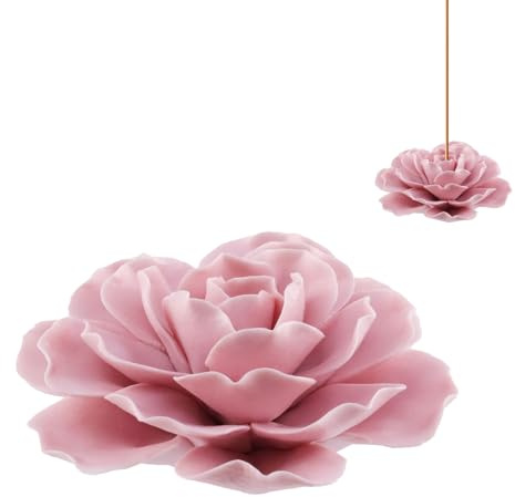 Bitray Pink Incense Holder 3.35 Dia Burner Holder Ceramic Flower Incense Sticks Holder for Yoga Studio