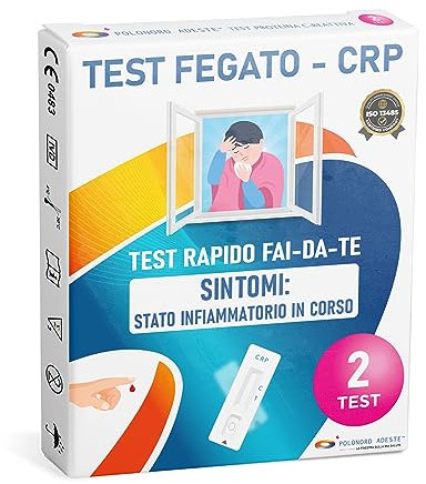 TEST PROTEINA C-REATTIVA (CRP) Adeste - Rapido fai da te per la rilevazione di malattie infettive batteriche e stati infiammatori. Confezione da 2 test