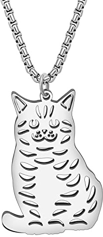 RAIDIN Edelstahl Tier Katze Halskette Anhänger für Damen Mädchen 18K Gold Silber plattiert Süße Kätzchen Halsketten Schmuck Geschenke für Katzenliebhaber Charms (Silber-159 Drache Li)