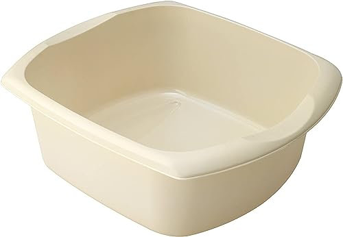 oceanevo® 11 Litres Rectangular Washing Up Bowl Basin Mixing Sink Tidy Organizer Large Plastic Kitchen Portable Dish Washtub (Cream)