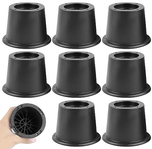 Qivine 8 Stück Möbelerhöhung 5,8cm Rund Betterhöhung bis zu 1300 lbs, Schwarz Stapelbar Kunststoff Tischerhöhung Möbelerhöher für 4,5cm Breite Weniger Stuhlbein Bettbeine