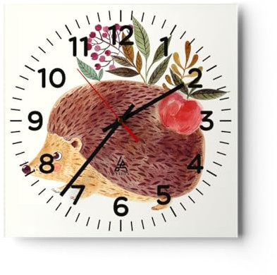 ARTTOR Orologio da Parete in Vetro 30x30 cm Quadrato Bambini Animali - 5220