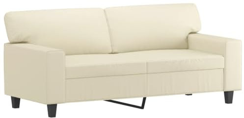 vidaXL Sofa 2-Sitzer, Loungesofa Couch mit Armlehnen Rückenkissen, Wohnzimmersofa Designsofa mit Metallgestell, Sitzmöbel Zweisitzer, Creme Kunstleder