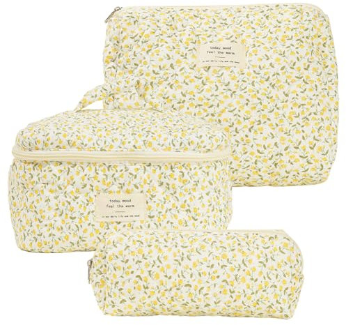 GSenhui Kosmetiktasche Set 3Stück Makeup Bag Aesthetic Coquette Bag Blumen Kulturtasche Damen 3er Set Cosmetic Bag Cute Beauty Bag Groß Reise