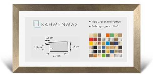 RahmenMax® Toskana Bilderrahmen Bildmaß 40x100 cm zum Aufhängen/Maßanfertigung möglich/MDF Posterrahmen in Bronze Dekor mit Acrylglas klar/Puzzle Rahmen