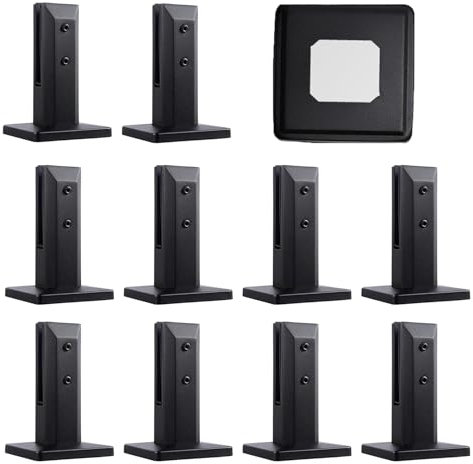 Generic Lot De 10 Pinces à Verre Noires En Acier Inoxydable 304 Pour éPaisseur De Verre De 10 à 14 Mm, Robustes, Pour Terrasse De Piscine, ClôTure, Garde-Corps, Jardin, Balcon,Noir,160mm