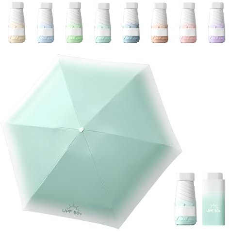 Sykerout Gradient Regenschirm, Mini Regenschirm, Taschenschirme, Kompakter Regenschirm Mini Faltbarer Reise Regenschirm Klein, Uv-Regenschirm (mintgrün)