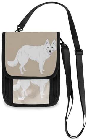 Mnsruu Reisebrieftasche mit weißem Schweizer Schäferhund, Reisepasshülle, Kreditkartenhalter, Tasche, Unisex, Crossbody-Börse, Reisebrieftasche mit verstellbarem Riemen, #01, Einheitsgröße, modisch