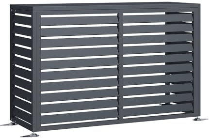 WESTMANN Verkleidung Wärmepumpe Boxa M | 140x56x97 cm | Metall Abdeckung für Klimaanlage & Wärmepumpe | Verzinkter Stahl | Höhenverstellbare Füße ±5 cm | Anthrazit