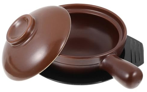 MAGICLULU Ceramic Cooking Pot Handle 19cm Small Casserole High Temperature Resistant Lithium Ceramic Household Stockpot Tray for Kitchen Stew and Soup
