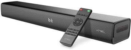 Heymell Compact Petit 120W 2.1ch Barre de Son TV PC Bluetooth 60cm, Améliorer Le Dialogue Bar de Son TV, Enceinte Haut Parleur PC Projecteur, HDMI Arc Optique Aux Mural.