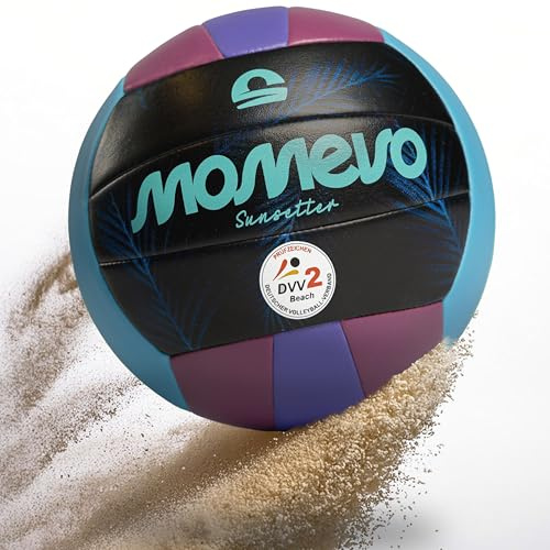 MOMEVO® Sunsetter Beachvolleyball - Größe 5, Weicher Soft Beach-Ball 2026 | in offizieller Größe 5, DVV Zertifiziert, Oberfläche, ideal für Outdoor Volleyball, Strandsport, Sandsport & als Geschenk