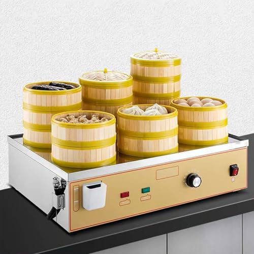 JJENXYYDS Machine Électrique À Vapeur Petits Pains,Machine à Petits Pains à la Vapeur Commerciale,Cuiseur Vapeur électrique à 2/4/6 Trous avec Alarme d'ébullition à Sec,pour Cuisson,Six-Hole