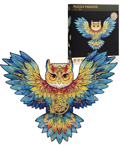 ROBOTIME Wooden Jigsaw Puzzles-Owl, 200pcs Wood Puzzle for Teens and Adults, 368x275cm, Colorful Educational Jigsaws for Birthday, Christmas