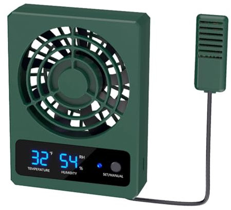 Reptile Ventilation Fan, Magnetic Cooling Fan Dehumidifier with LED Digital Display Smart Temperature Control Dehumidifier for Reptile Terrariums