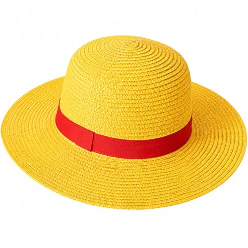 jokeshop Luffy Yellow Straw Hat Cartoon Cosplay Sun Cap One P. Straw Sun Cap Piece Cartoon Cosplay Anime Hats Adult Unisex