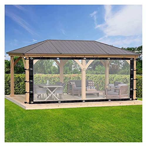 Cortinas transparentes para pérgola para exteriores con ojales, toldo extraíble, pared lateral para patios, jardines, garajes, múltiples (transparente, 2,4 x 8 m)