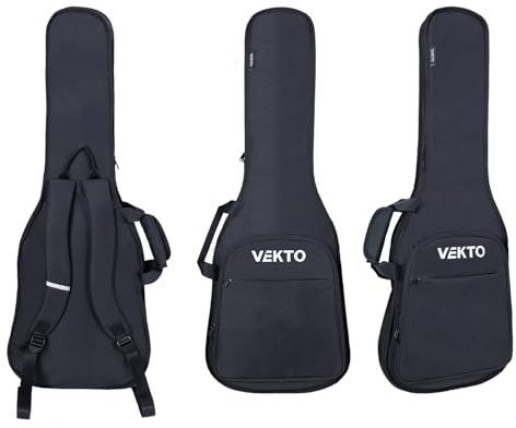 VEKTO Electric Guitar Bag 40 Inch,Waterproof Soft Gig Case with Thick Padding,Backpack Shoulder Straps & Large Pockets, Lightweight Portable Guitar Bag for Travel, Black
