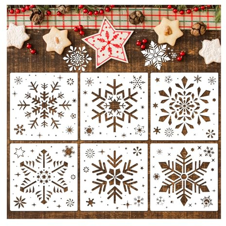 12 Stück Weihnachten Schablonen Schneeflocken zum Malen, Wiederverwendbare Schneespray Fenster Schablonen, DIY Weihnachtsschablonen Schneeflocke Dekoration, für Fenster Glas Wände Spray Kunst