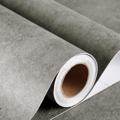 Stickyart Papier Peint Gris Béton Style Industriel Imperméable 60cmx400cm Papier Peint Adhésif Mural Salon Chambre Revêtement Mural Autocollant Salle de Bain Rouleau Adhésif pour Meuble de Cuisine