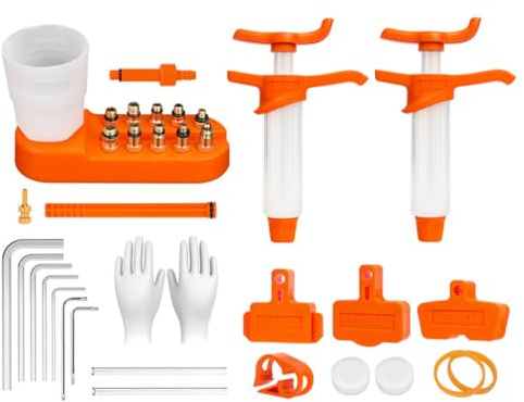 HOUSON Bremsen-Entlüftungsset für Hydraulik-Scheibenbremsen | Mit 10 Messing-Adaptern & 2 Spritzen | Inkl. Werkzeug für Bremsen/Wartung | Kompatibel mit 200+ Modellen