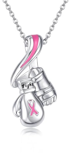 URONE boxhandske kedja sterlingsilver bröstcancer medvetenhet hänge smycken för cancer överlevande gåvor för kvinnor