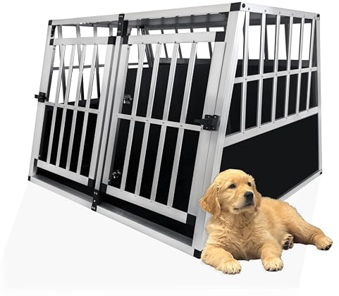 Aluminium Car Dog Crate Travel Cage with Removable Divider 17 sizes by Cozy Pet New Size Travel Puppy Cage Pet Carrier Transport Crate Angled Car Cage Model ACDC19