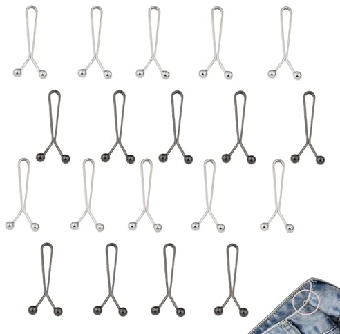 20 Stück Hose Enger Machen Clip,Hosen Taillenspanner Hosenbund Enger Machen,Kein Nähen Jean Knopfnadeln,Hosenknopf Zum Enger Machen,Waist Clip Hosenclip für Taille Bündchen Hosenbeinen​ (2 Farben)