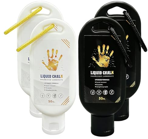 PHYNDR 4 Pezzi Magnesite Liquida, Per Arrampicata,Sollevamento Pesi, Danza, Resistente Al Sudore E Durevole, Per Una Presa Migliore, 50 Ml (Nero + Bianco)