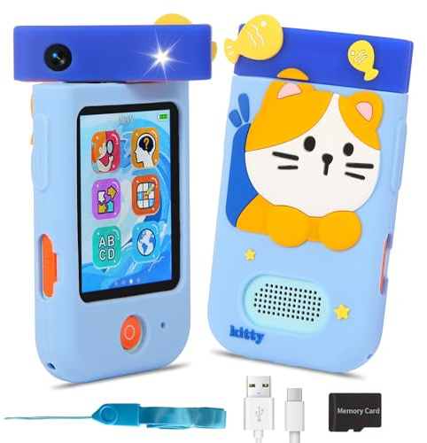 ARNSSIEN Kids Camera, 2.8 Touch Screen with 180° Rotating Lens, Music Player and 8GB Cards, Christmas and Birthday Gift for Girls and Boys 3-12 Years, A200