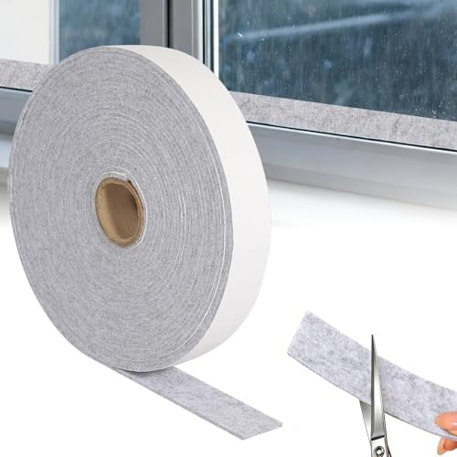Filzband Selbstklebend, 10m x 3cm x 4mm Filzstreifen Selbstklebend Grau | Möbelgleiter Schallschutz Filzgleiter Rolle, Kondensationsabsorber Schneidbar Zum Stühle Möbel Oder Fenster