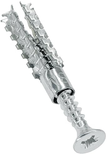 65-Pack Metal Expansion Anchors Bolts – Serrated Drywall Anchor with Screw Set (Silver)