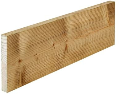 Snowdon Timber, Rough Sawn Treated Timber, 4 Pack, (L) 2.4m x (W) 150mm x (T) 22mm, Outdoor and Garden Fencing