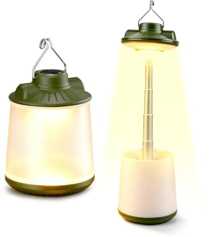 BoloShine Lámpara Camping Recargable, Lámpara LED Portátil, 6 Modos, USB Linterna Camping con Gancho, 600LM Impermeable Luz de Emergencia para Acampar, Caminar, Pescar, Emergencias, Cortes de Energía