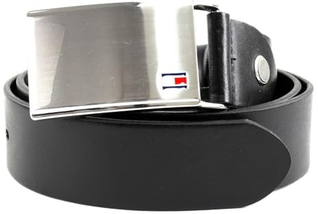 Tommy Hilfiger Herren Gürtel Plaque Belt 3,5 cm Ledergürtel, Schwarz (Black), 105 cm