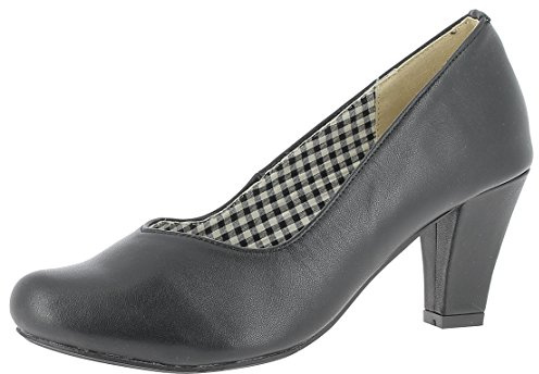 HIRSCHKOGEL 3004540 dampumps | Dirndl-skor | Traditionella skor | Oktoberfest, svart, 41 EU