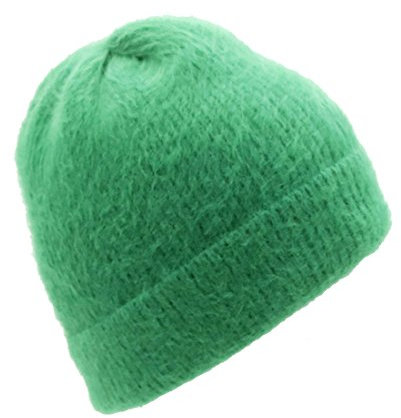 BeFur Unisex einfärbige Wintermütze Beanie Cap Fellmütze Pelzmütze Feinstrick Baskenmütze - Grün
