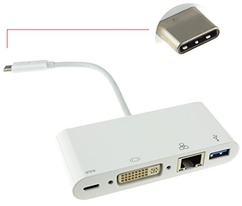 USB 3.1 Type C vers DVI USB & gigabit Adaptateur avec PD Fonction 15 cm [Type C to DVI, USB & Gigabit RJ45]