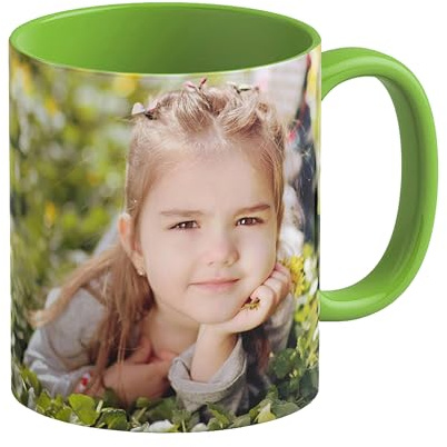 LOOXIS Personalisierte Tasse mit Foto & Text bedruckt, selbst gestalten – 325 ml, Keramik, versch. Farben, Panoramadruck möglich – Geschenkidee Männer, Frauen, Jahrestag, Muttertag – Grün
