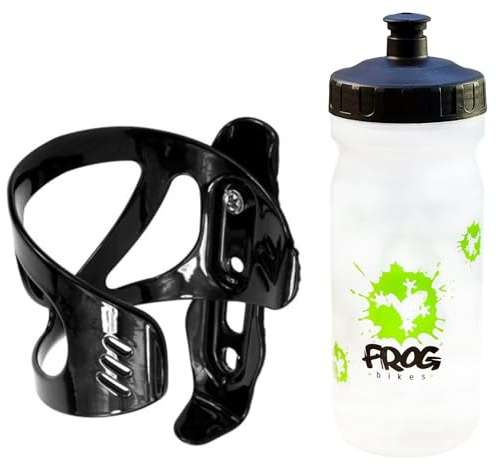 Frog Bikes Kids Sugar-Starch Eco Friendly 600ml Cycling Bottle & Reversible Side-Entry Cage Kit (Black)