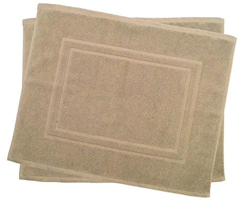 Julie Julsen 2er Pack 50 x 40 cm Badvorleger in Premium Qualität 900 gm2 in aktuellen Farben und 4 Größen aus Baumwolle Badematte Badteppich Duschvorleger Design Doppel Rahmen Sand