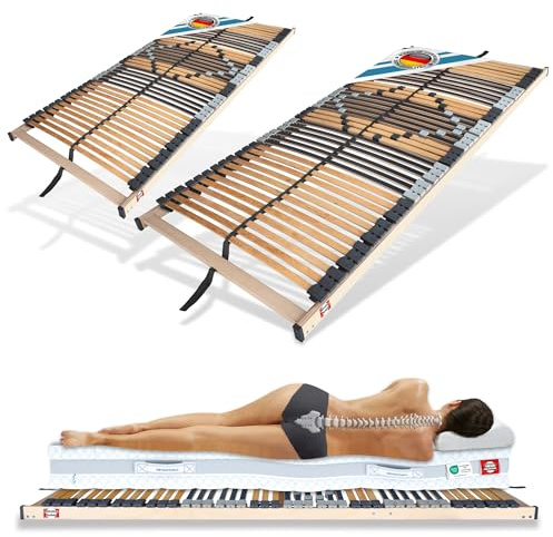 Matratzen Perfekt 2er Set Lattenrost 90x200cm 8,5 cm Hoch 42 Leisten Starr