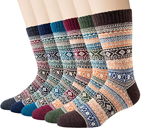 Justay 6 Paar Wollsocken Herren Thermo Wintersocken Norweger Socken Herren mit Baumwolle Dicke Warme Bunte Stricksocken 38-45