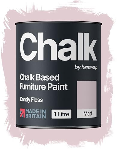 Hemway Chalk Based Furniture Paint, Candy Floss Pink 1L, Matt Finish Shabby Chic, Chalk Paint Furniture & Walls, Quick Dry & 1 Coat