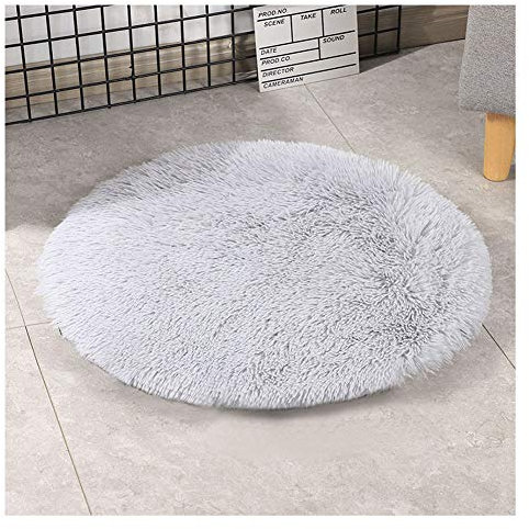 YAOTT Runde Liegedecke Plüsch für Hunde Katzen Warme Weiche Hundematte Katzendecke Schlafplatz für Kleine mittlere Grosse Hunde Hellgrau D40cm