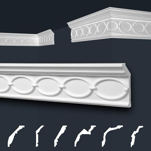 Marbet Deckenleisten weiß Sparpaket aus Styropor EPS - Stuckleisten gemustert, im traditionellen Design - (20 Meter B-31) Zierleiste Eckleiste Eckprofile Stuck
