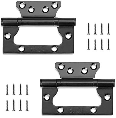 JINXIAN 2PCS Flush Hinges Door HingesCranked Hinges | for Cupboard Cabinet Home Furniture Door Boxes(Black)