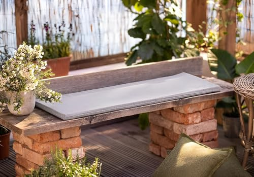 Dekoleidenschaft Bankauflage Modern, grau, 110x35x3 cm, Outdoor Sitzauflage, waschbar & schmutzabweisend, Sitzpolster für die Gartenbank, Bierbank-Auflage, Polsterauflage