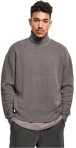 Urban Classics Jersey de Punto de Gran tamaño para Hombre, Cuello Alto con Cuello Tortuga con Cuello Mock, Jersey Sencillo para otoño e Invierno, Talla S a 5XL, Asfalto, XXXL